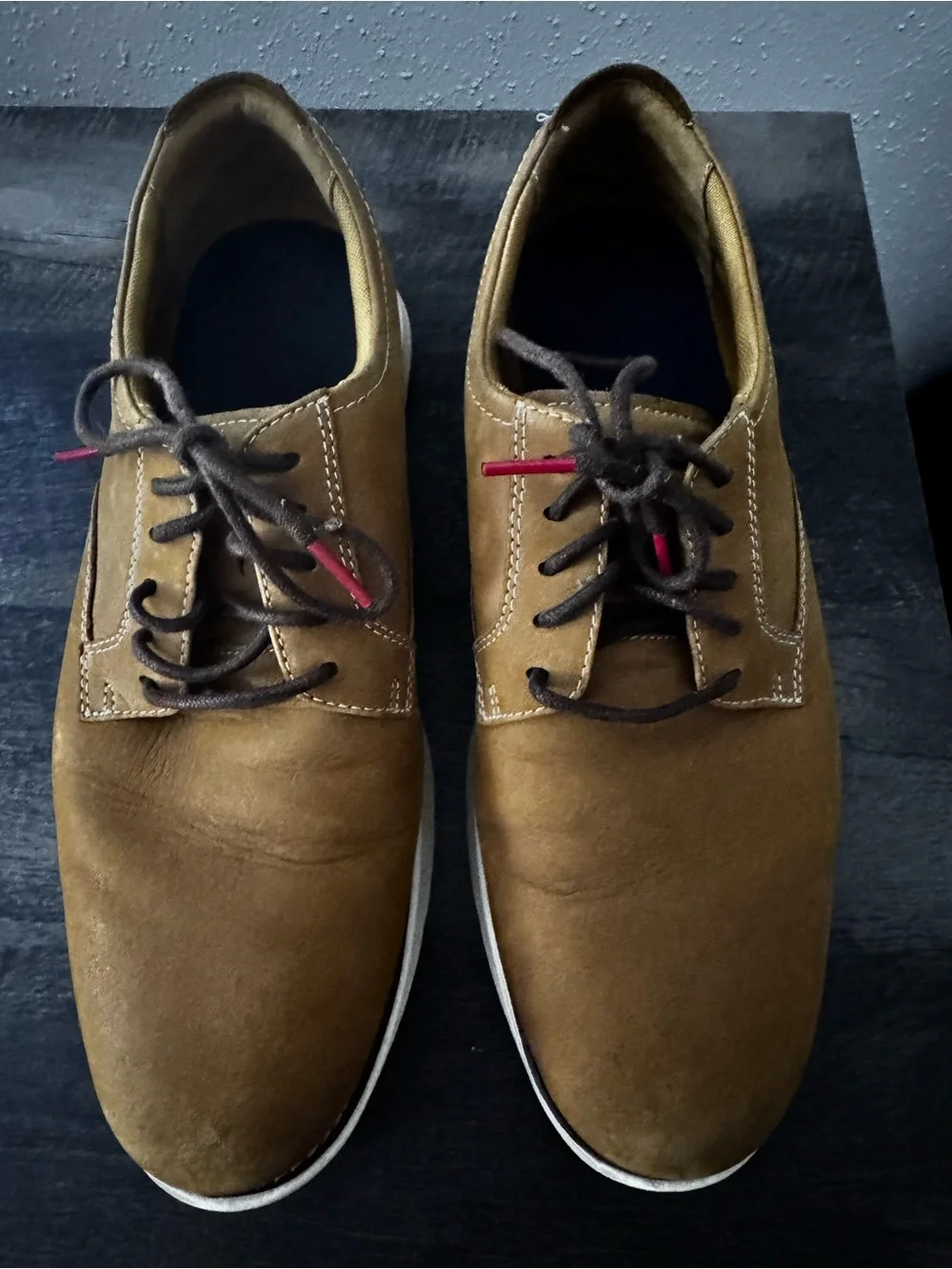Cole Haan Tan Suede Derby Shoes with White Sole